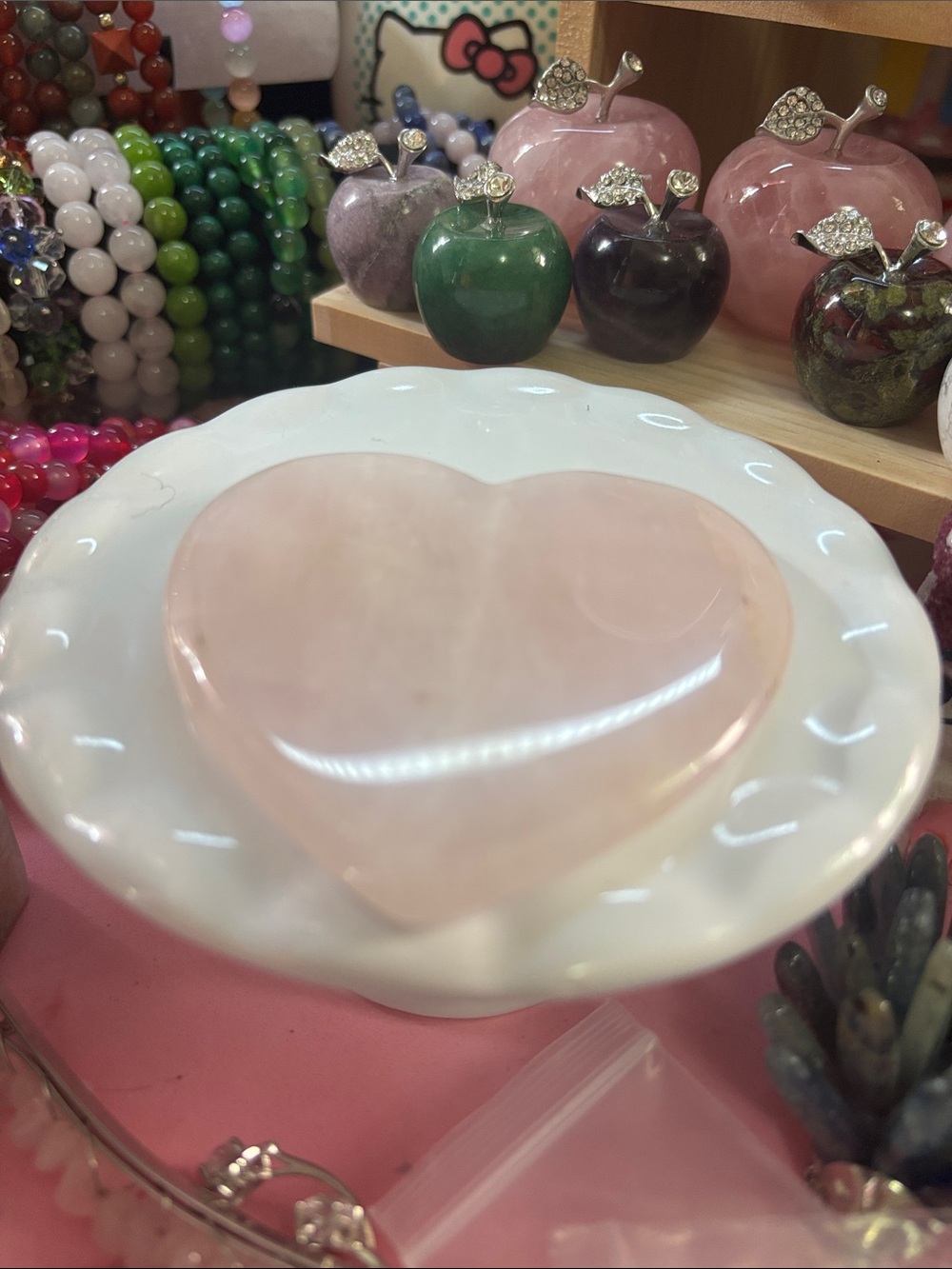 Rose Quartz Heart Palm Stone